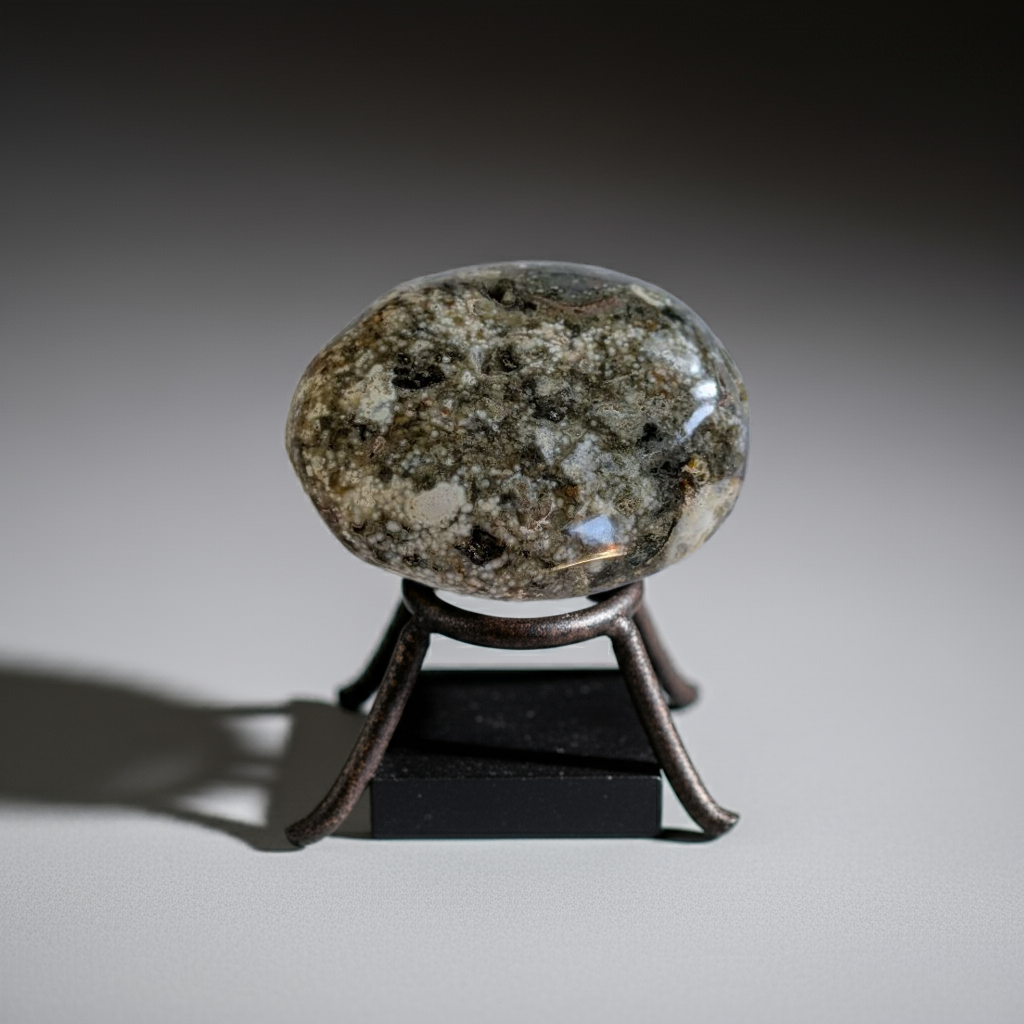 Ocean Jasper Palmstone with grey, white and green marbled effects