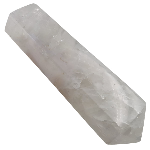 Polished Druzy Agate wand with creamy white bandings and druzy center