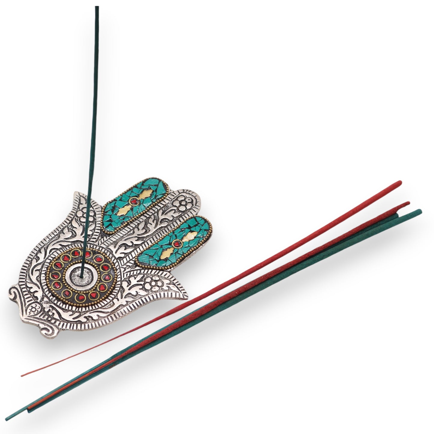 Hamsa Hand incense holder showing intricate handcrafted design