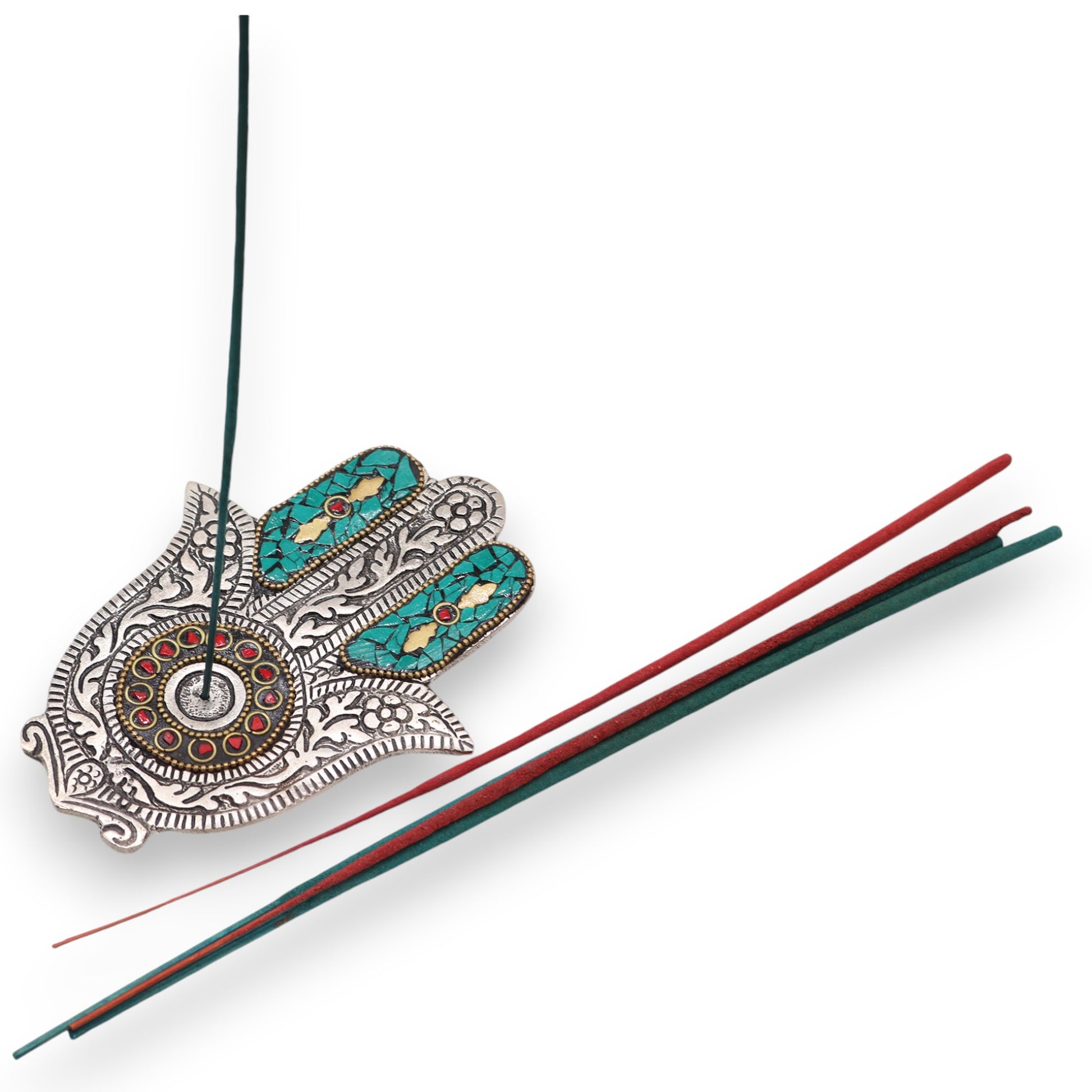 Hamsa Hand incense holder showing intricate handcrafted design