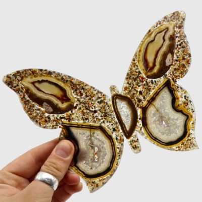 Agate slice butterfly statement piece for crystal collection display
