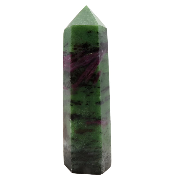 Natural Ruby Zoisite crystal point for heart chakra healing and transformation