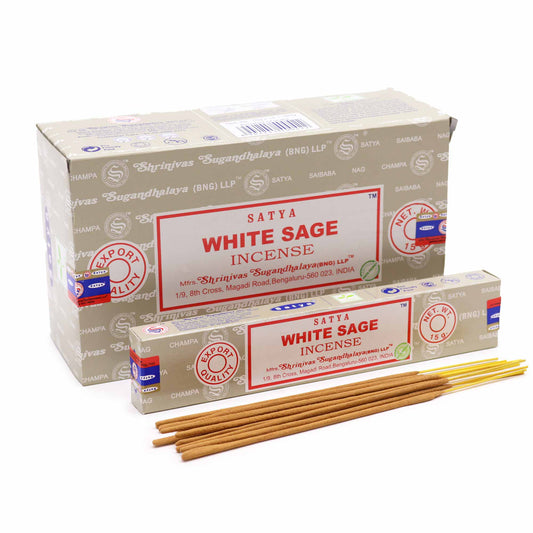 Satya White Sage incense sticks pack - 12 sticks for spiritual cleansing