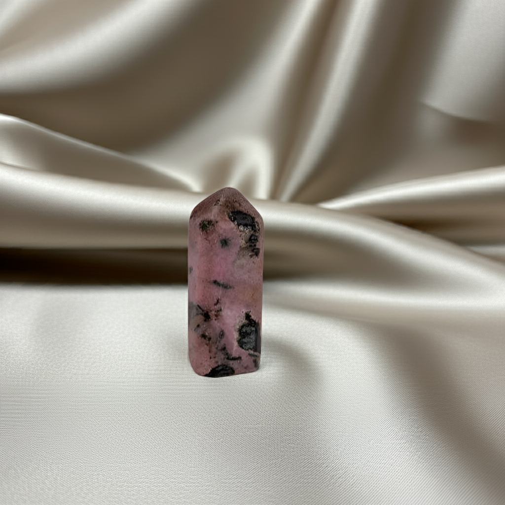 Rhodonite pocket sized obelisk, the stone for love and compassion